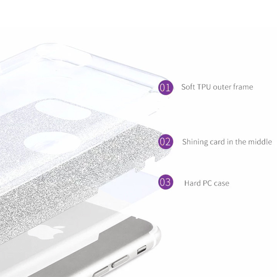 Csillámos tok Apple iPhone 11 telefonra - Ezüst - Tip2